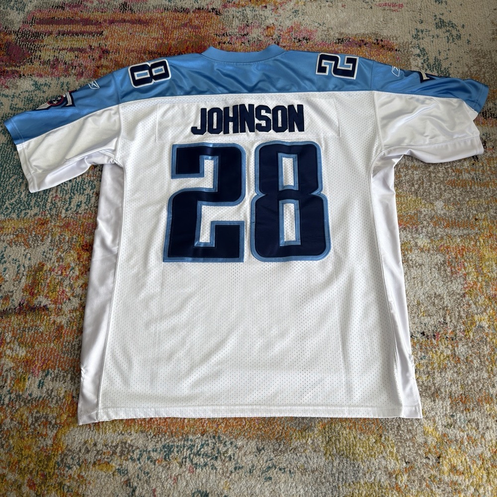 Vintage Reebok Chris Johnson Tennessee Titans Jersey White #28 Size 54